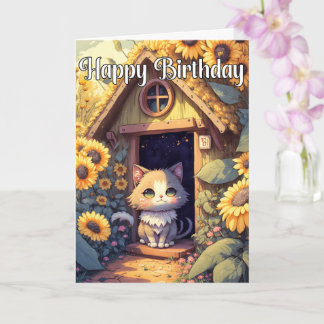 Cartão Ilustração Adorável de Gato de Gatinho