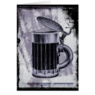 Cartão Ilustração Antiga da Caneca de cerveja de Cervej