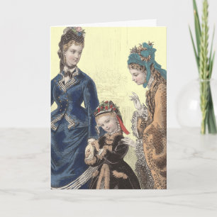 Cartão Ilustração antiga da moda francesa por Heloise Lel