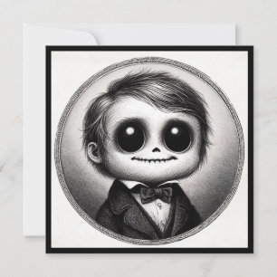 Cartão Ilustração Antiga de Monstro Fofo de Terror Assust