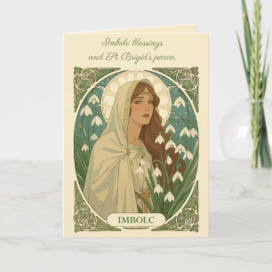 Cartão Ilustração Art Nouveau de Santa Brígida