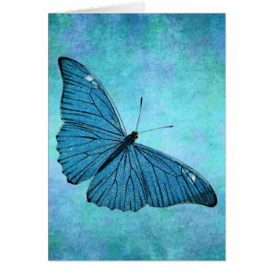 Cartão Ilustração azul dos 1800s da borboleta da cercet