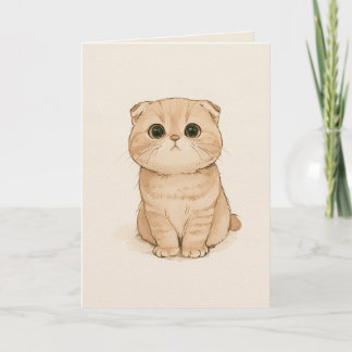 Cartão Ilustração Bege Gatinho Triste Eu Sinto Saudade