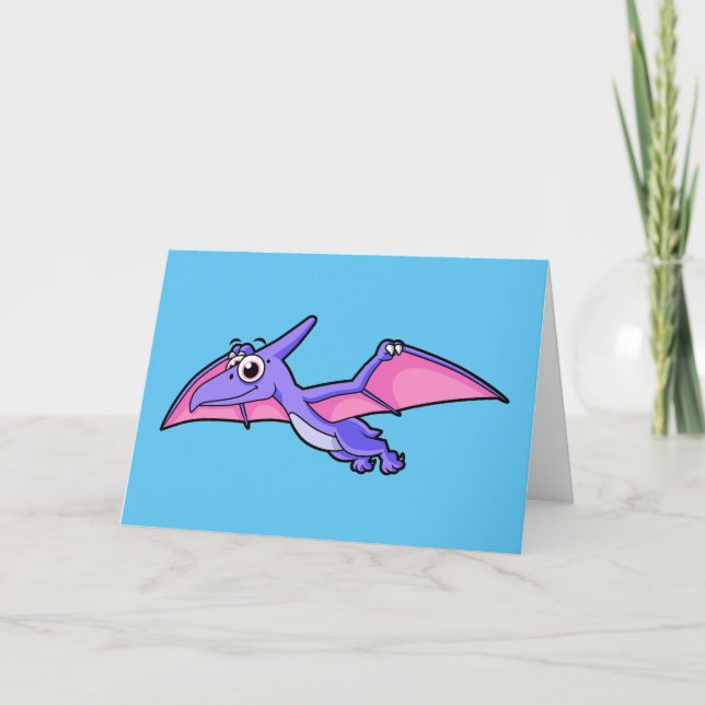 Cartão Ilustração Bela De Um Pterodactilo Voador. (Frente)
