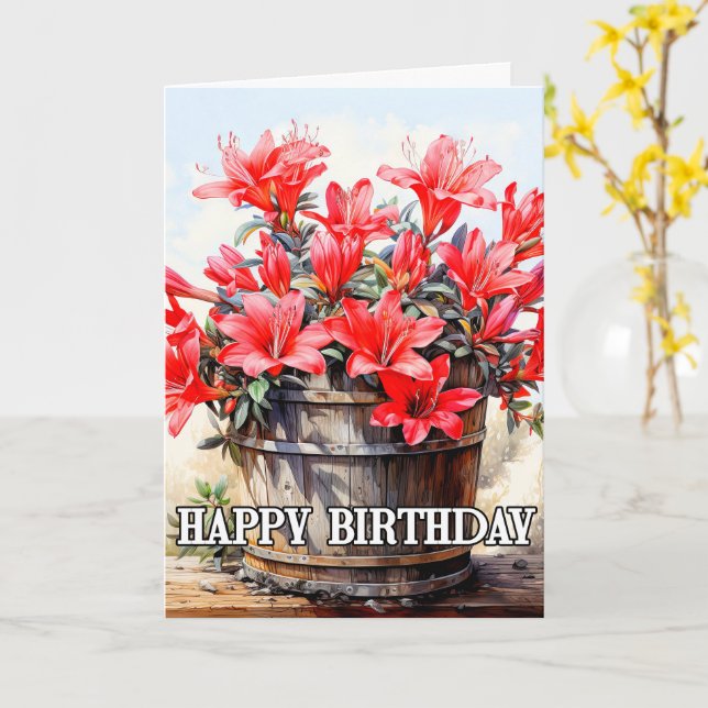 Cartão Ilustração Bela Lily Flower (Flor Amarela)