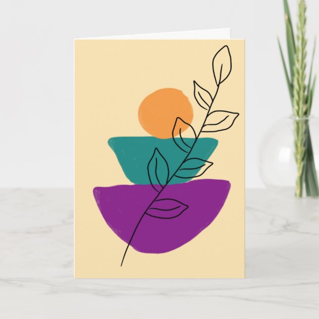 Cartão Ilustração boho de folhas (Frente)