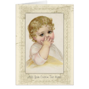 Cartão Ilustração bonito da antiguidade do beijo do bebê