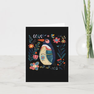 Cartão Ilustração Colorida de Pinguim Desenhada à Mão Com