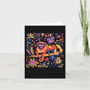 Cartão Ilustração Colorida De Um Macaco Cercado