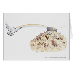 Cartão Ilustração da arca de Noah com sair dos animais