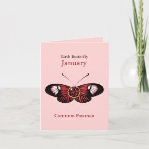 Cartão Ilustração da Borboleta Mensageira Comum Vermelha