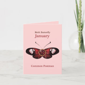 Cartão Ilustração da Borboleta Mensageira Comum Vermelha