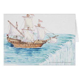 Cartão Ilustração da borda de aproximação do navio da
