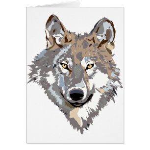 Cartão Ilustração da cabeça do lobo na frente