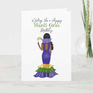 Cartão Ilustração da Moda Mardi Gras - Feliz Aniversário