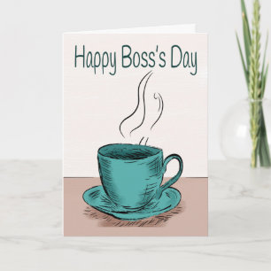 Cartão Ilustração da Taça do Café para o Dia do Chefe