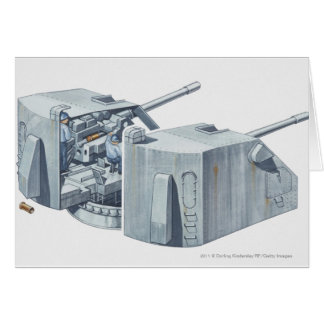 Cartão Ilustração da torreta de arma em uma navio de