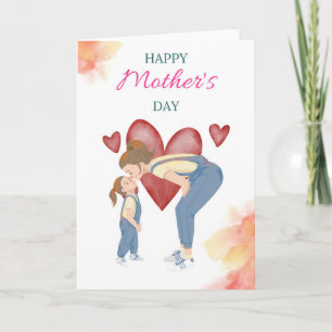 Cartão Ilustração de amor entre mãe e filha fofa