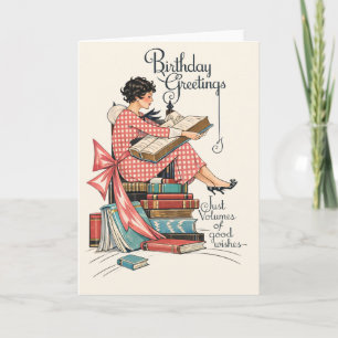 Cartão Ilustração de Aniversário para Amante de Livros An