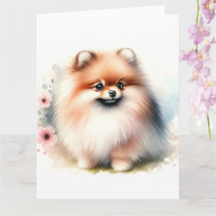 Cartão Ilustração de aquarela da Pomerânia Cuta