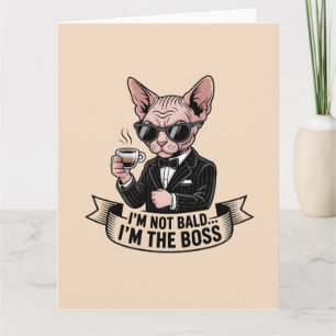 Cartão Ilustração de Café com Gato Sphynx Chefe