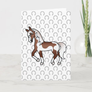 Cartão Ilustração de Cartoon de Cavalo de Trote Castanho