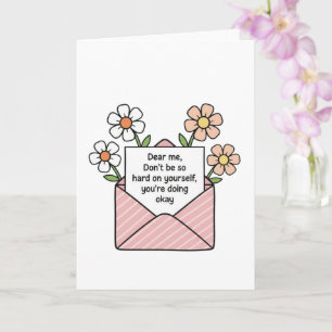 Cartão Ilustração de Citação em Envelope Floral de Amor P