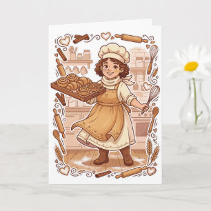 Cartão Ilustração de Confeitaria de um Chef de Padaria Fo