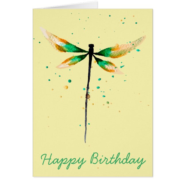 Cartão Ilustração de cor de água doce Dragonfly (Frente)