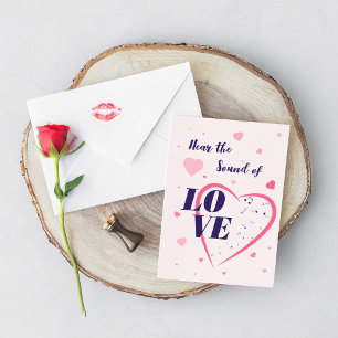 Cartão Ilustração de corações e notas musicais.