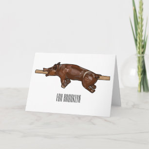 Cartão Ilustração de desenho animado assado/assado porcin