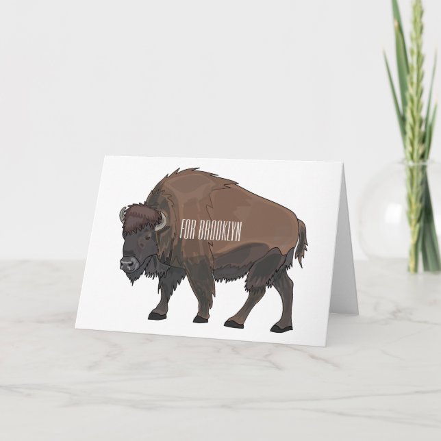 Cartão Ilustração de desenho animado Bison (Frente)