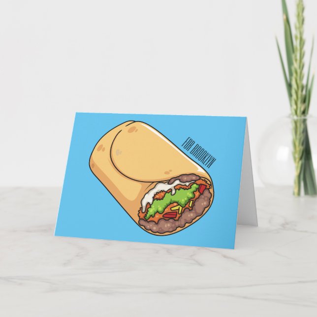 Cartão Ilustração de desenho animado burrito (Frente)