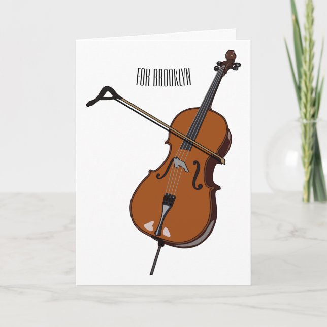 Cartão Ilustração de desenho animado Cello (Frente)
