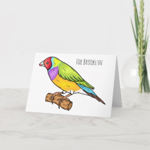 Cartão Ilustração de desenho animado de ave-finch-gouldia