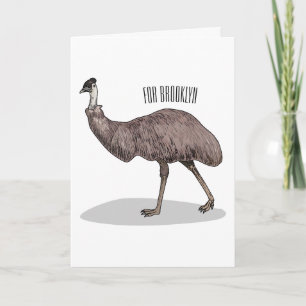 Cartão Ilustração de desenho animado de aves da Emu