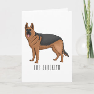 Cartão ilustração de desenho animado de cão german shephe
