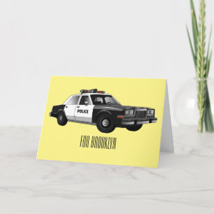 Cartão Ilustração de desenho animado de carro da polícia