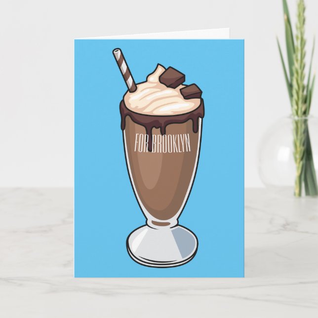 Cartão Ilustração de desenho animado de Chocolate Milksha (Frente)