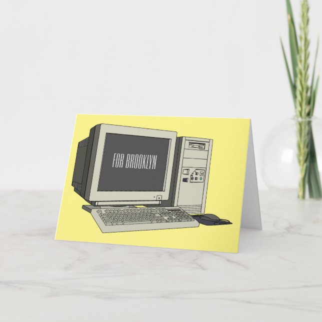 Cartão Ilustração de desenho animado de computador (Frente)
