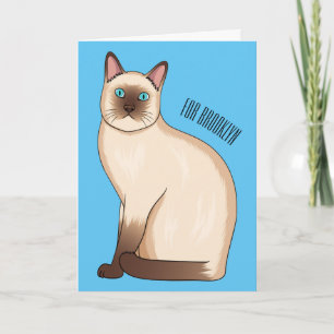 Cartão Ilustração de desenho animado de gato siamês