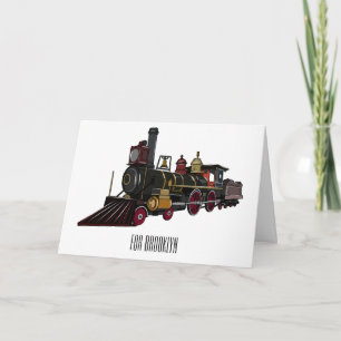 Cartão Ilustração de desenho animado de locomotiva a vapo