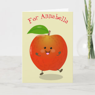 Cartão Ilustração de desenho animado de maçã dançante