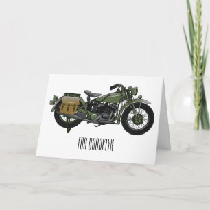 Cartão Ilustração de desenho animado de motocicleta milit