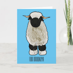 Cartão Ilustração de desenho animado de ovelha Valais Bla