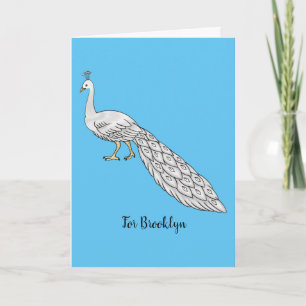 Cartão Ilustração de desenho animado de pavão branco