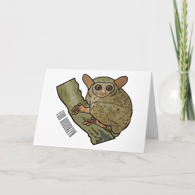 Cartão Ilustração de desenho animado de Tarsier (Frente)