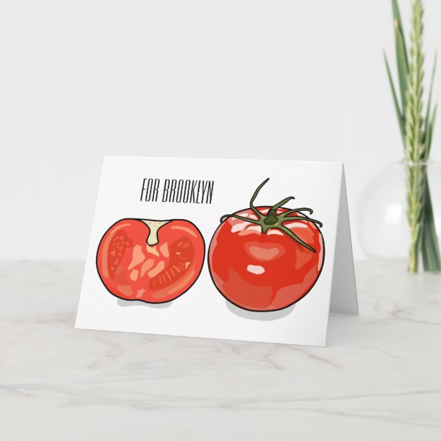 Cartão Ilustração de desenho animado de tomate (Frente)