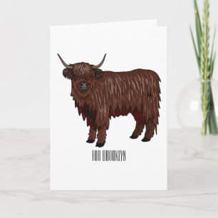 Cartão Ilustração de desenho animado de vaca em terras al
