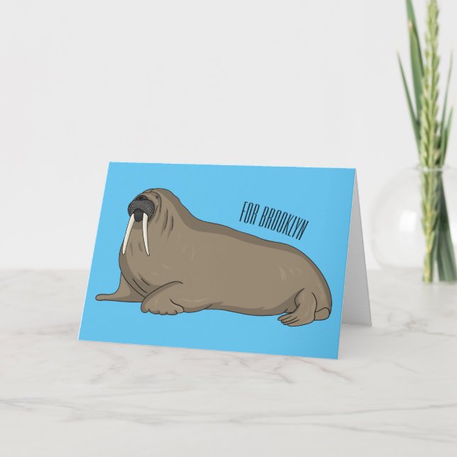 Cartão Ilustração de desenho animado de Walrus (Frente)